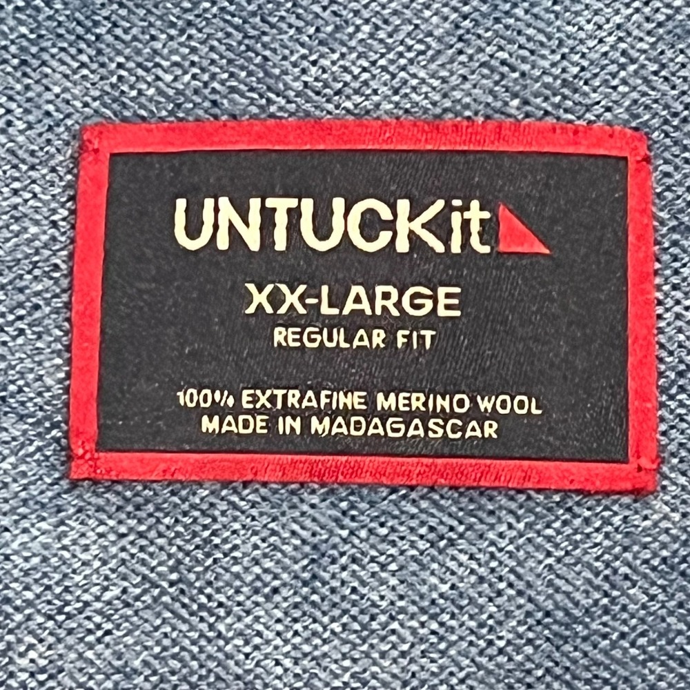 UNTUCKit Belguardo 1/4 Zip Pullover Sweater Mens XXL Blue Extra Fine - Picture 6 of 11